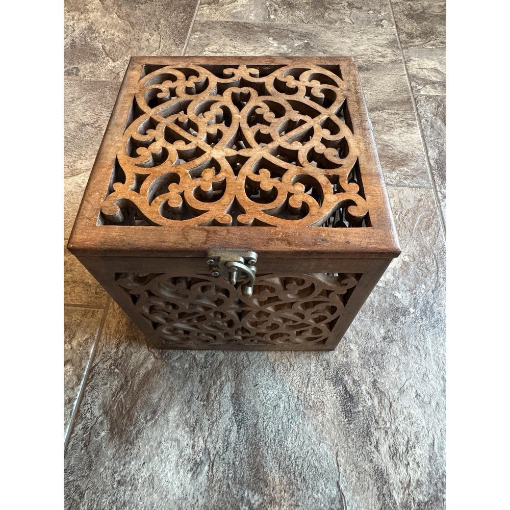 Stunning 1990s Maitland Smith Hand Carved Teak Box Antique Vintage OOAK Art Deco
